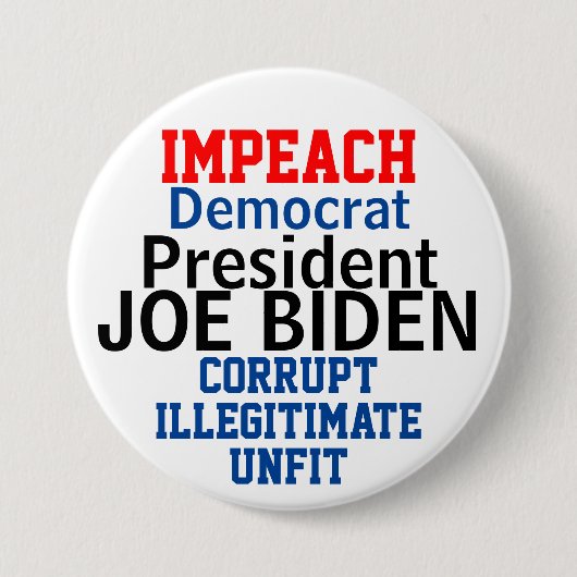 Impeach Democratic President Biden Ronde Button 7,6 Cm (Voorkant)