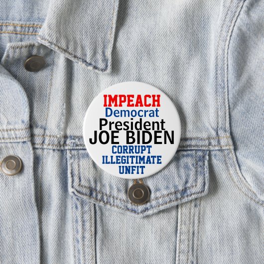 Impeach Democratic President Biden Ronde Button 7,6 Cm (In situ)