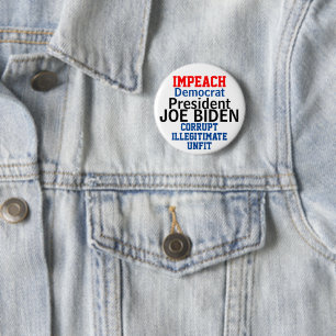 Impeach Democratische President Biden BEWERK Naam Ronde Button 5,7 Cm