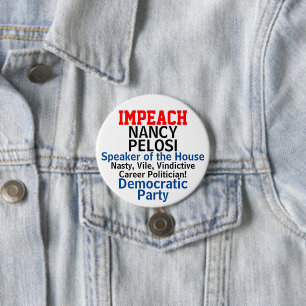 Impeach-spreker Pelosi Blue Democraat Ronde Button 7,6 Cm
