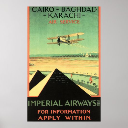 IMPERIAL AIRWAY Air Service Retro Airlines Poster (Devant)