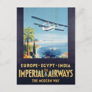  Imperial Airways Europe Egypt India Travel Briefkaart