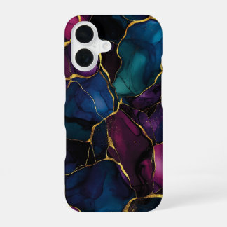Imperial Améthyste Luxe Paars Teal Marmer iPhone 16 Hoesje