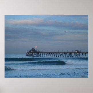 Imperial Beach Moon Set Poster