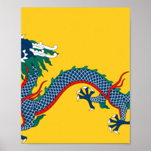Imperial China National Dragon Flag Poster