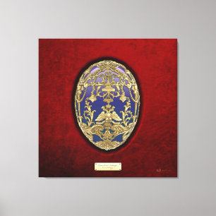 Imperial Faberge Eggs: Tsarevich Egg op rood fluwe Canvas Afdruk
