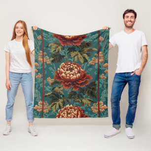 Imperial Peony Tapestry Fleece Deken