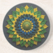 Imperial Solar Leaf Mandala Luxury Keychain - Emer Zandsteen Onderzetter (Voorkant)