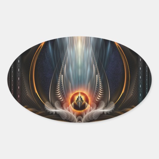 Imperial View Fractal Art Oval Sticker (Devant)