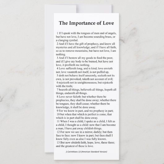 Importance de la carte de prière d'amour (Devant)