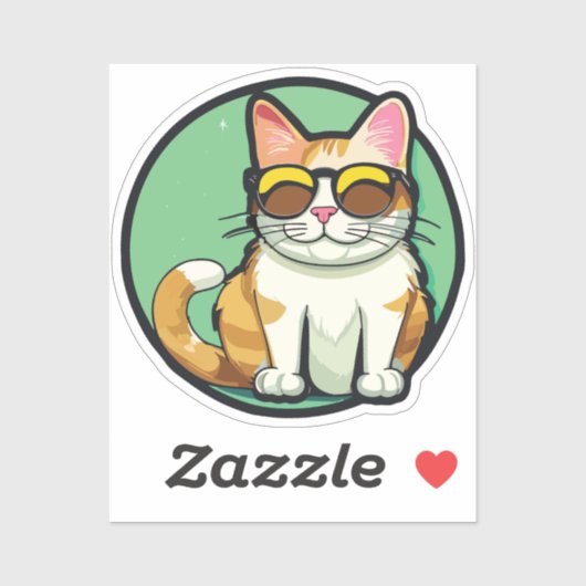 imposing cat with glasses sticker (Vel)