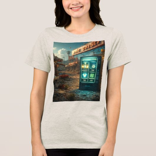 Impossible Items Vending Machine – Surreal Retro D Tri-Blend Shirt (Voorkant)