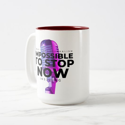 Impossible to stop tweekleurige koffiemok (Voorkant links)