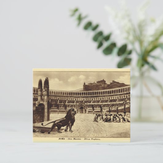 Impressie van Roma-kunstenaars, leeuwen en christe Briefkaart (Staand voorkant)