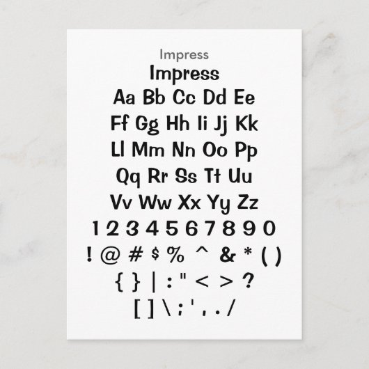 Impressie - Zazzle Font Sampler Sheet Briefkaart (Voorkant)