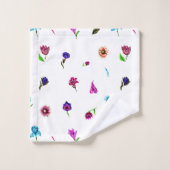 Impression à fleurs violettes et bleues, impressio (Gant de toilette)