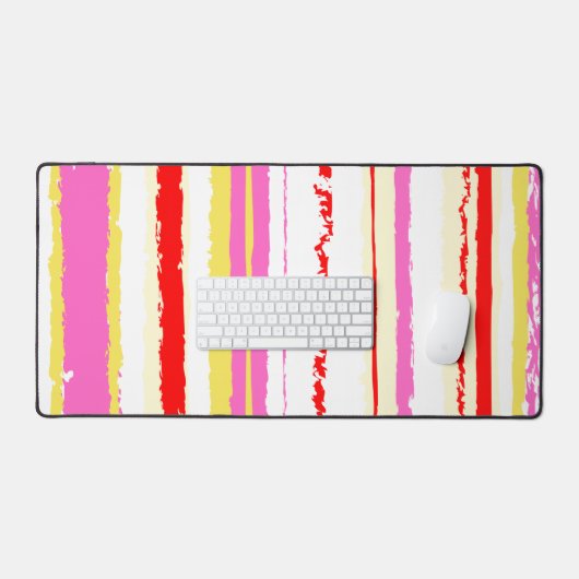 Impression à rayures rose jaune pour l'été (Clavier et souris)