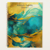 Impression abstraite de bleus et ors séduisants (Devant)