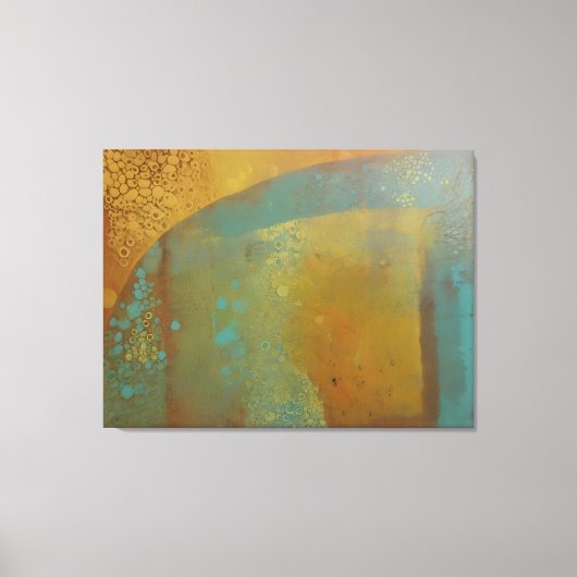Impression abstraite de plaque Gelli bleu sarcelle (Recto)