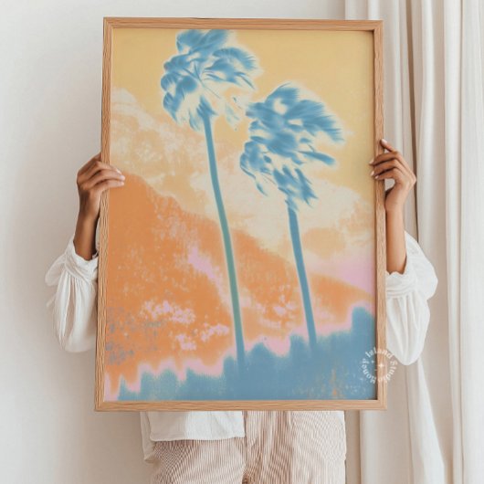 Impression abstraite d'été rétro de palmier tropic