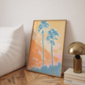Impression abstraite d'été rétro de palmier tropic