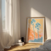 Impression abstraite d'été rétro de palmier tropic