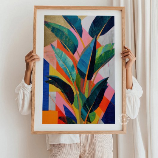 Impression abstraite tropicale, art mural côtier m