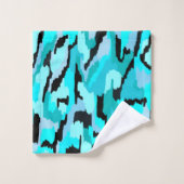 Impression Abstraite turquoise et noire (Gant de toilette)