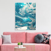 Impression Abstraite turquoise sur toile étirée (Insitu(Salon))