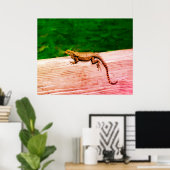 Impression acrylique du lézard de queue de curle c (Bureau à domicile)