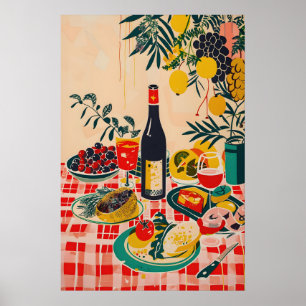 Impression alimentaire à carreaux rouges inspirée 