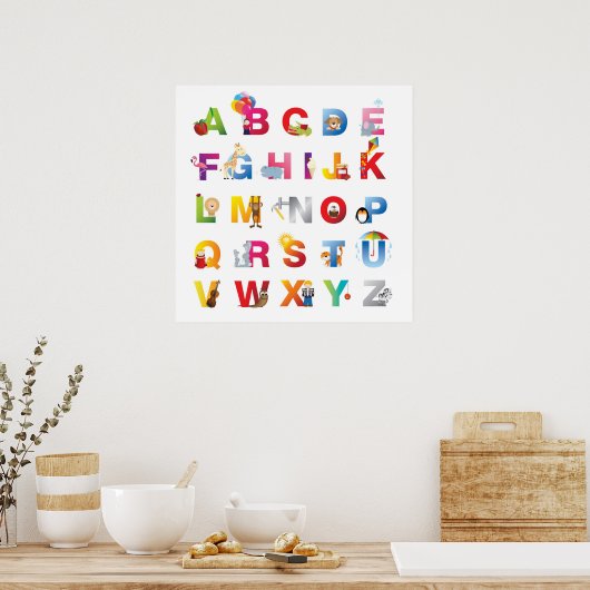 impression alphabétique encadrée (Cuisine)