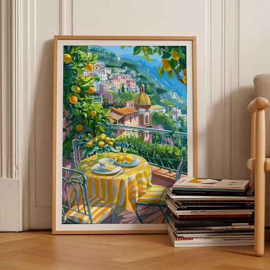 Impression Amalfi Côte Amalfi Illustration Poster