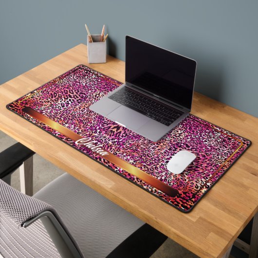 Impression Animal Léopard Rose Moderne Camouflage  (Bureau 2)