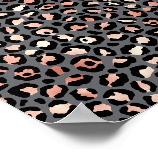 Impression Animale Taches de Léopard Noir Rose Ani (Coin)