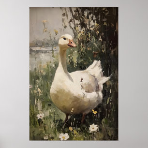 Impression antique d'oie, peinture numérique de pr