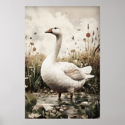 Impression Antique d'Oie, Peinture Numérique de Pr (Devant)