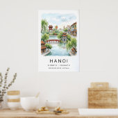 Impression aquarelle de Hanoï, Pont Arqué Rouge, L (Cuisine)