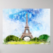 Impression aquarelle de la Tour Eiffel sur fond de (Devant)