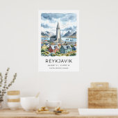 Impression aquarelle de Reykjavik, Hallgrímskirkja (Cuisine)