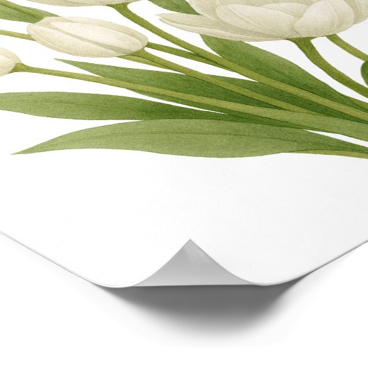 Impression aquarelle de tulipes blanches décoratio (Coin)