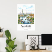 Impression aquarelle de voyage, Skyline de Bangkok (Bureau à domicile)