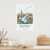 Impression aquarelle de voyage, Skyline de Bangkok (Cuisine)