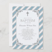 Impression Argent Bleu Invitation Religieuse (Devant)