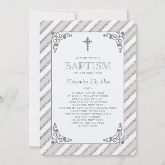 Impression Argent Pink Invitation Religieuse (Devant)