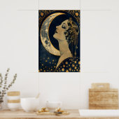 Impression Art Déco Moon Lady Céleste Murale Vinta (Cuisine)
