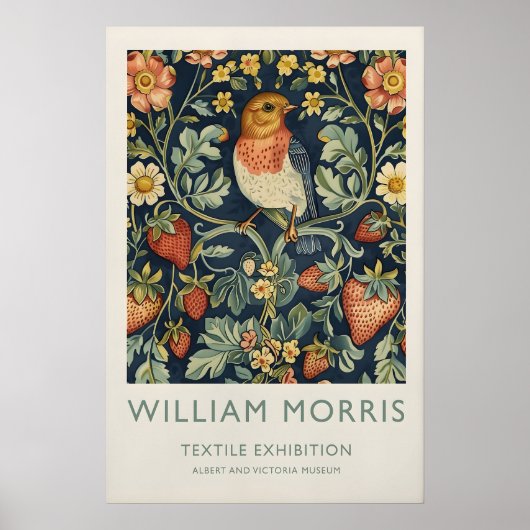 Impression Art Nouveau Oiseau et Fraises - William (Devant)