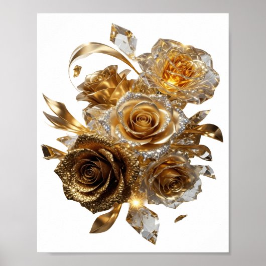 Impression artistique argent ROSES DORÉES (Devant)