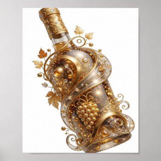 Impression artistique BOUTEILLE DE VIN DORÉE argen (Devant)