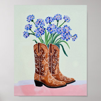 Impression artistique de bottes de cowboy Bluebonn